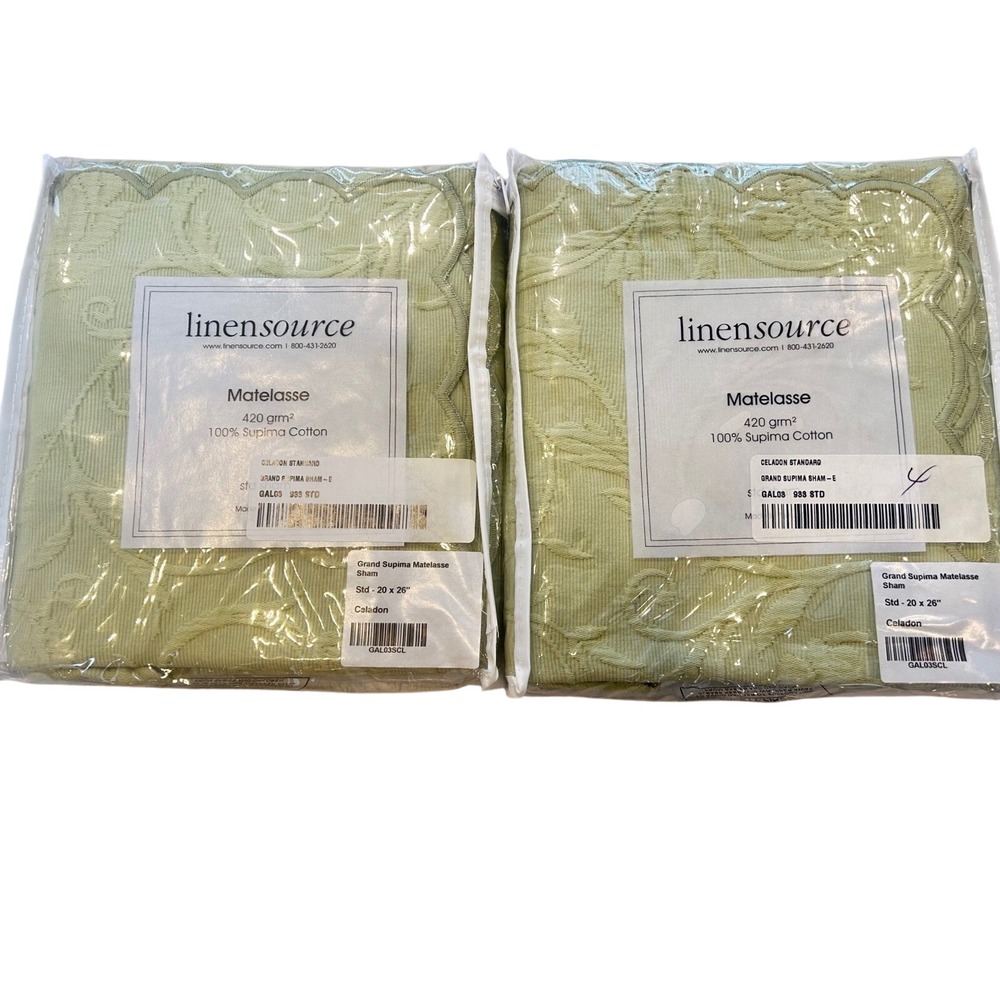 Linensource Grand Supima Matelasse Pillow Sham Celadon Decorative1-18x8"2-20x26"